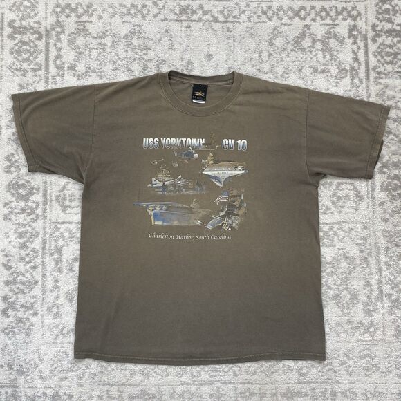 USS YORKTOWN CV 10 Charleston Harbor, South Carolina Blue SS T Shirt Size XL - Picture 1 of 6